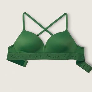 NWT! Pink 🩷 WEAR EVERYWHERE WIRELESS PUSH-UP BRA in Green 💚 Size 36DD